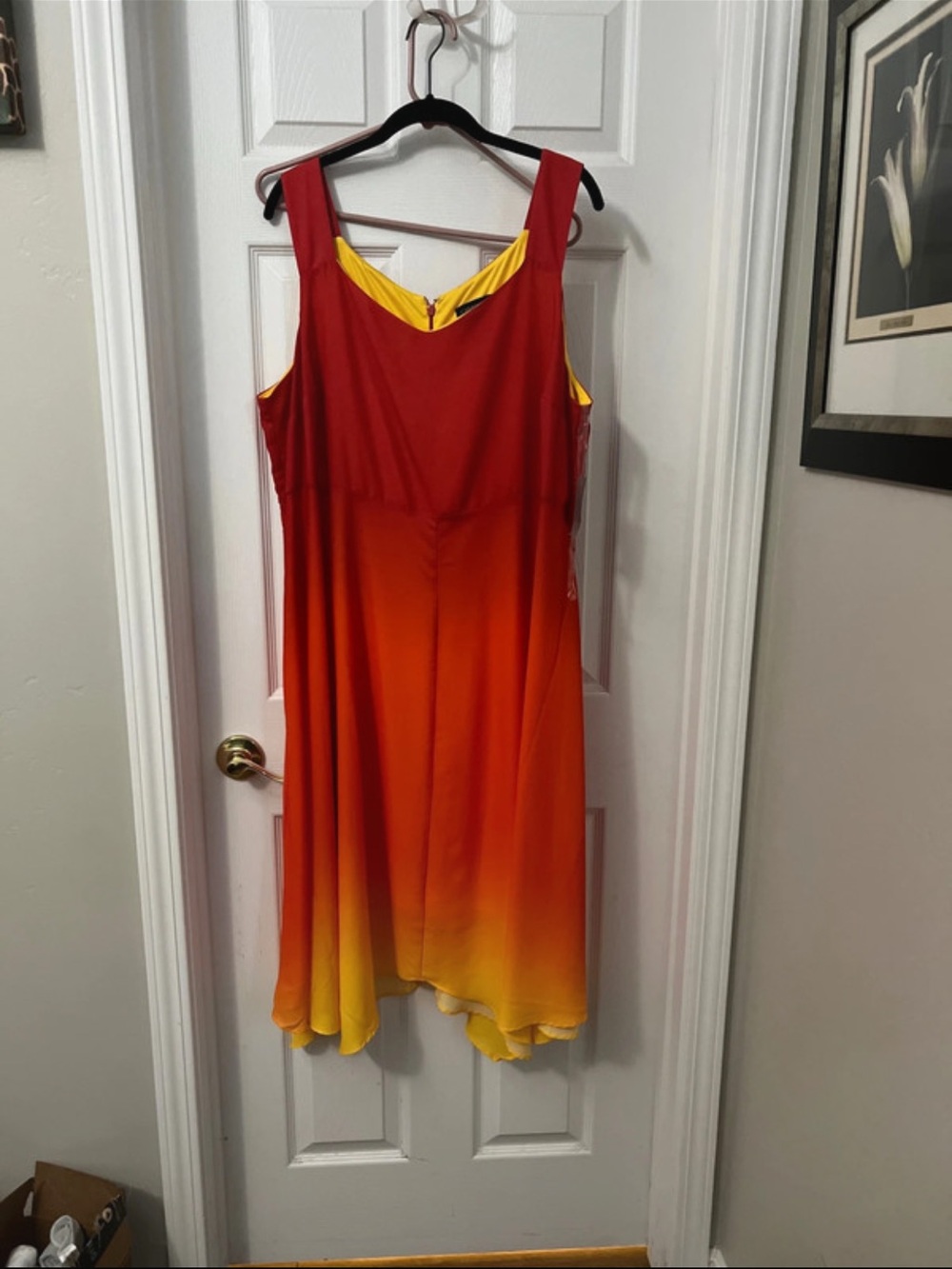 Catherines Red to Yellow Ombre High-Low Sleeveless Dress